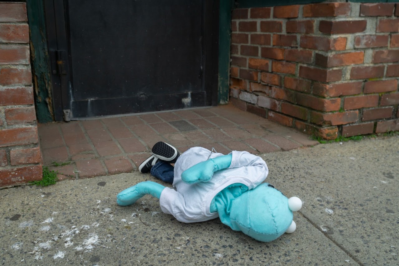 Chet is pulverized on the ground.