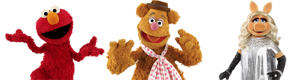 The recognizable puppets revealed, Elmo, Fozzy Bear, and Miss Piggy